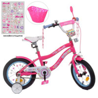 Велосипед детский PROF1 14д. Y14242-1 Unicorn, SKD75, малиновый, звонок, фонарь, доп. Колеса