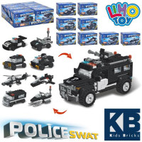 Конструктор KB 5901 полиция, транспорт, от 42 деталей, 8 штук (8 видов) в дисплее, 25,5-18,5-9 см
